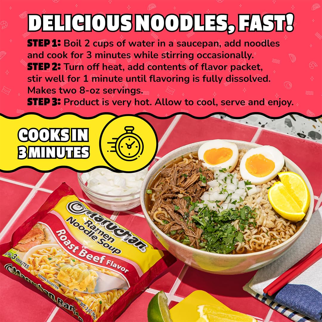 Maruchan Roast Beef Ramen serving suggestion for a family dinner