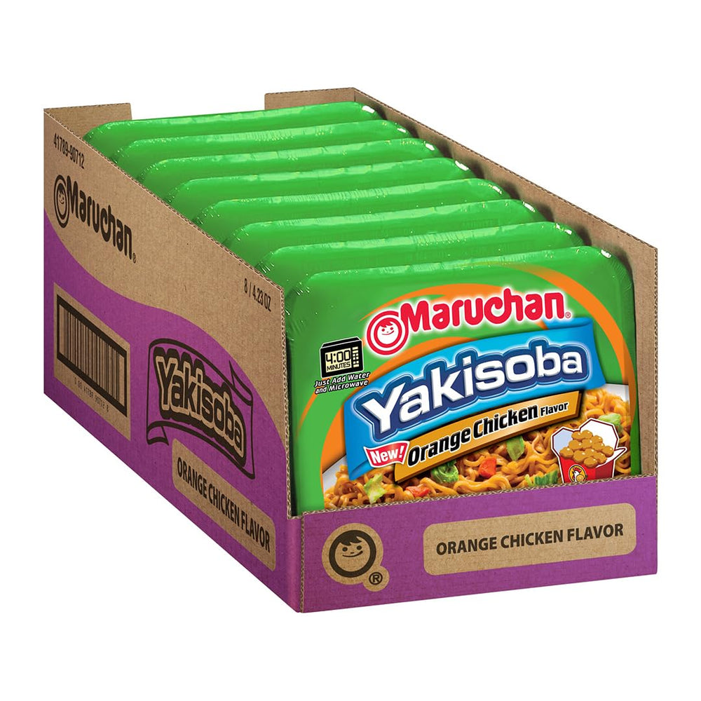 Maruchan Yakisoba Orange Chicken package, easy meal option for busy days.