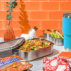 Maruchan Yakisoba Teriyaki Chicken vegetables closeup with sauce and noodles