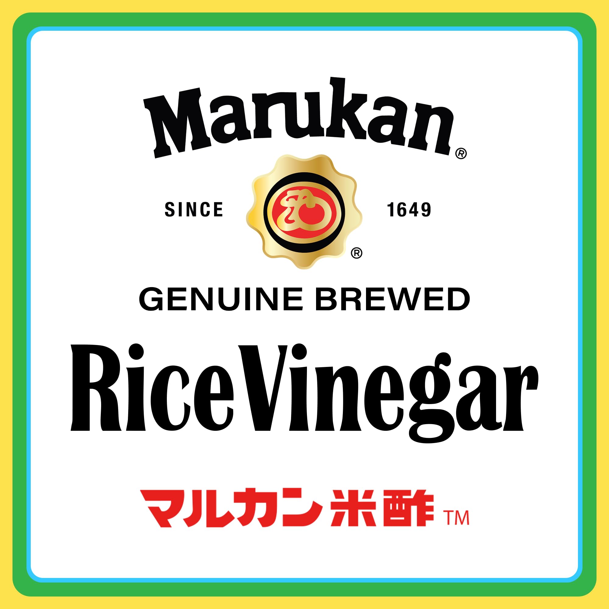 Marukan rice vinegar ingredients background highlighting natural, gluten-free appeal.
