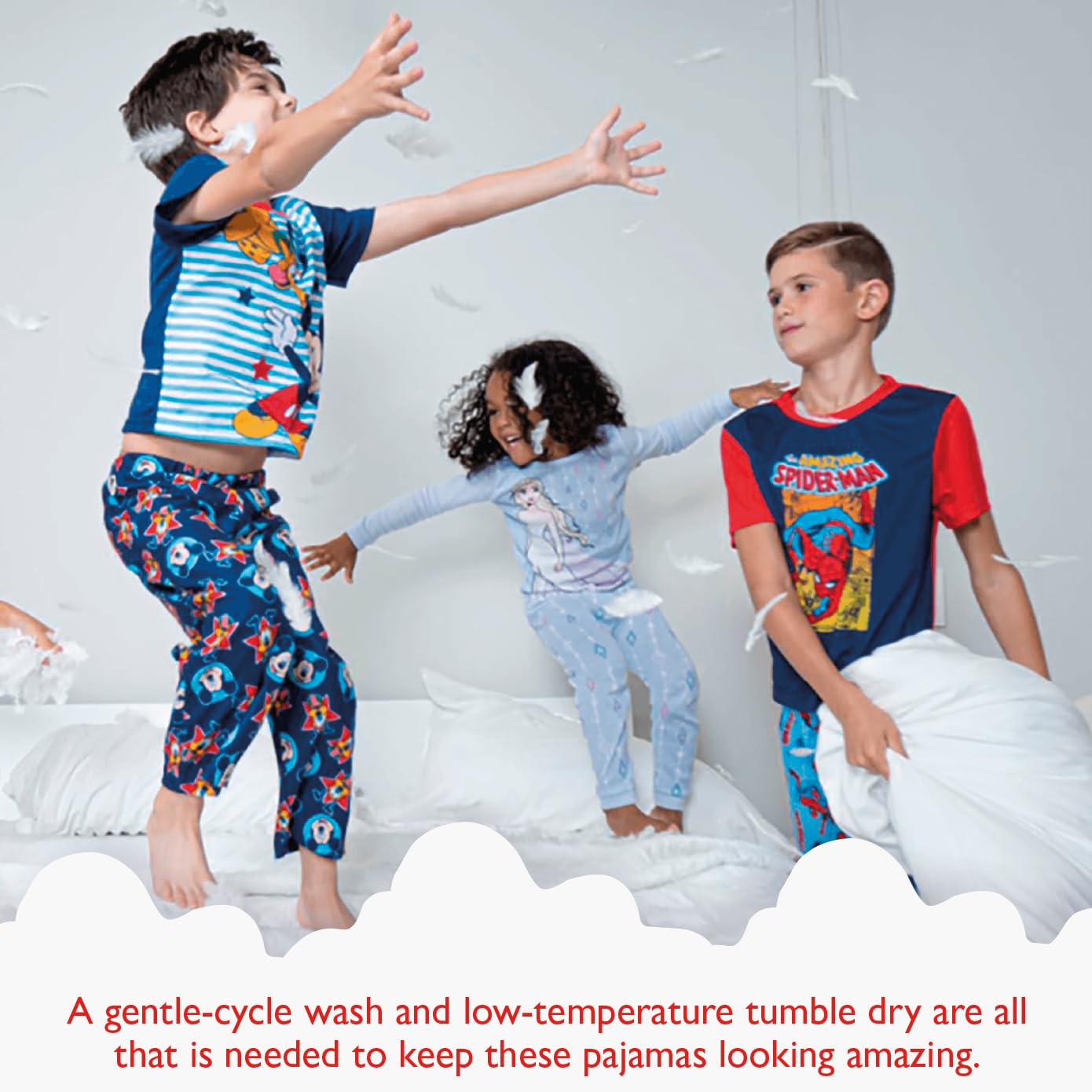 Marvel Spider graphics on kids pajama with bright, playful look for nights.