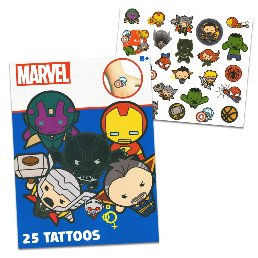 Marvel superhero tattoos illustrate favorite heroes for parties and gifting.