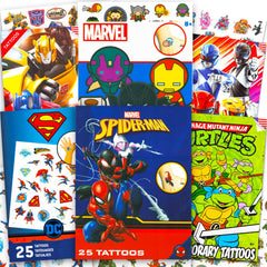 Marvel Superhero Tattoos collection with 150 pieces for party favors.