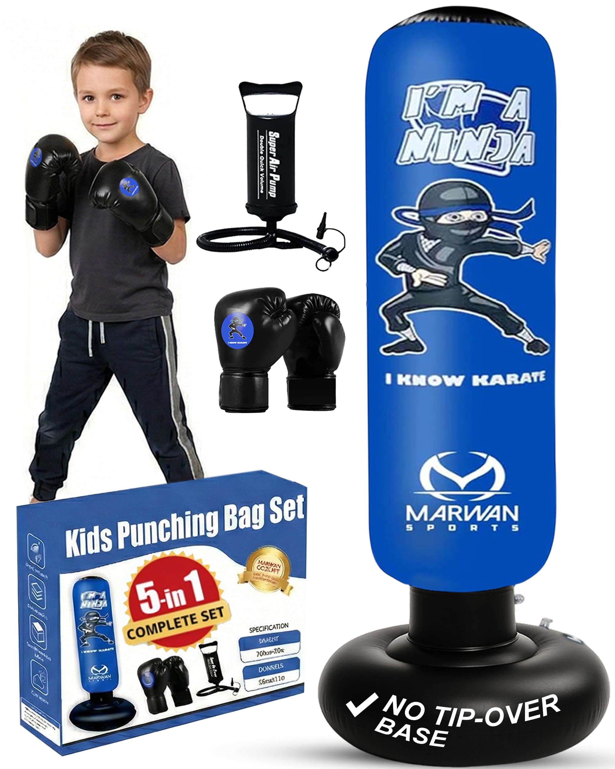 Marwan Sports 5-in-1 63-inch punching bag ready for home boxing practice