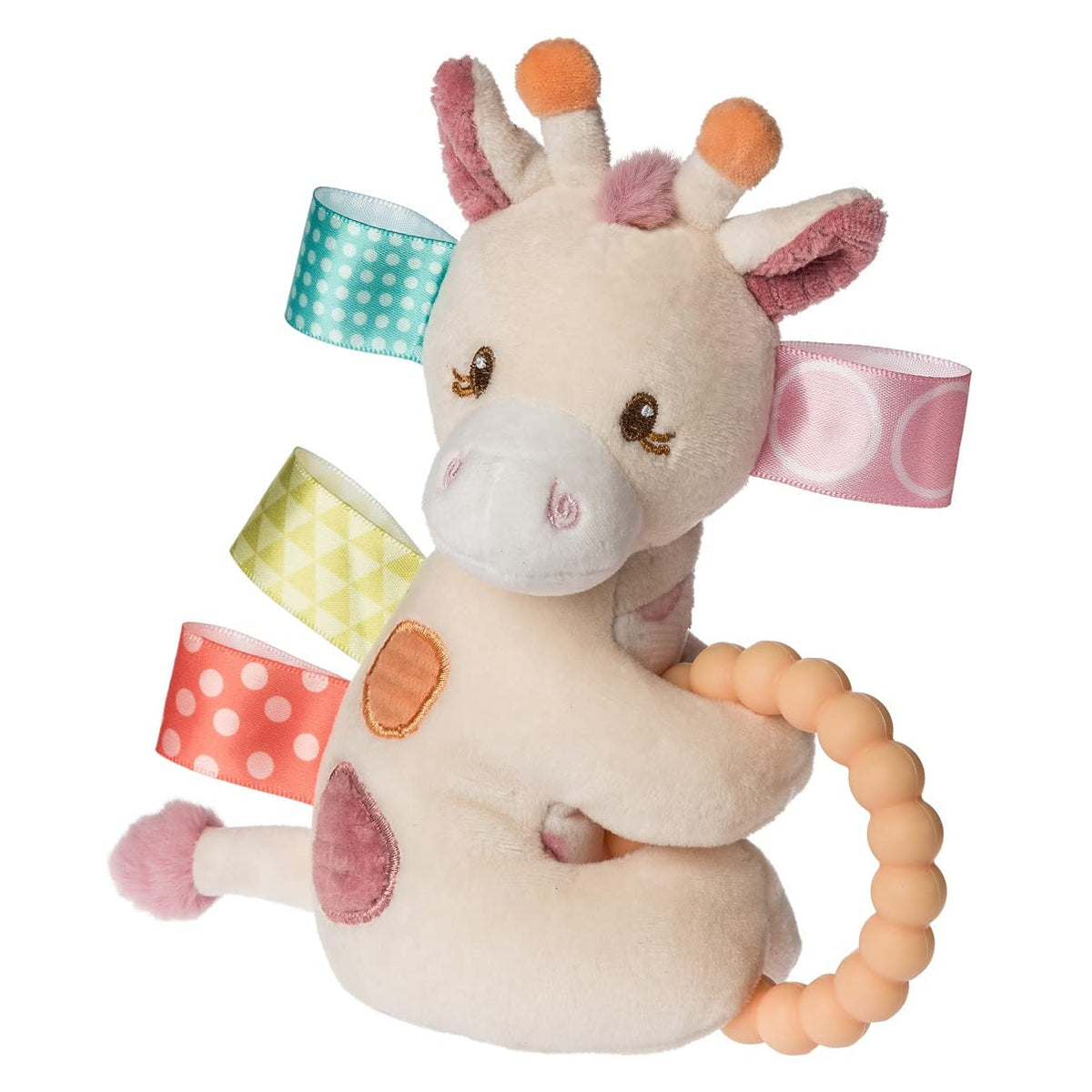 Mary Meyer Taggies Tilly Giraffe rattle with silicone teether soothing teething gums