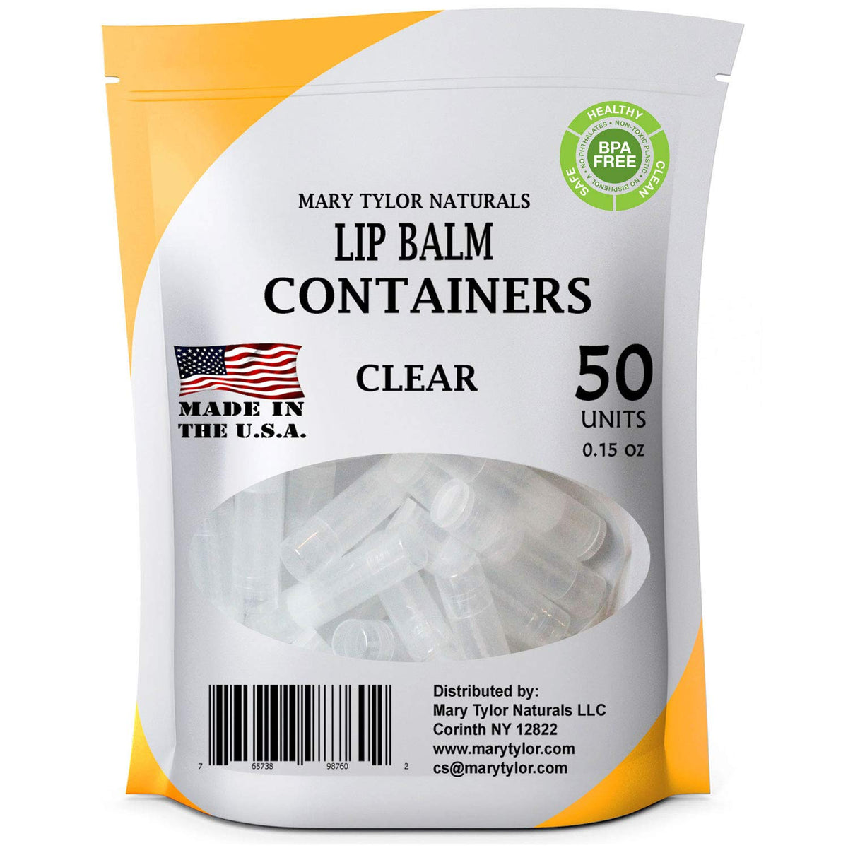 Mary Tylor Naturals clear lip balm tubes with caps ideal for DIY cosmetics