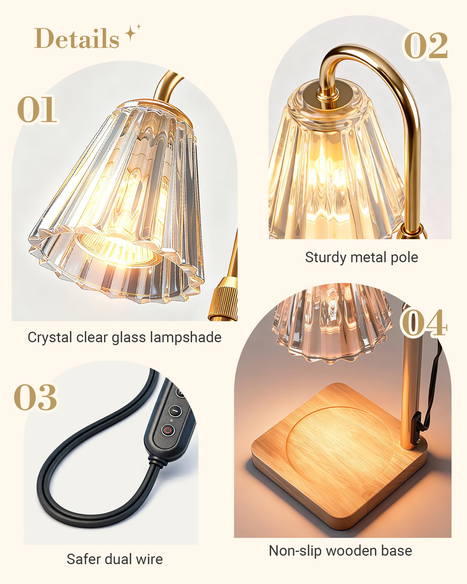 Marycele candle warmer lamp compatible with 3-wick and large candles.