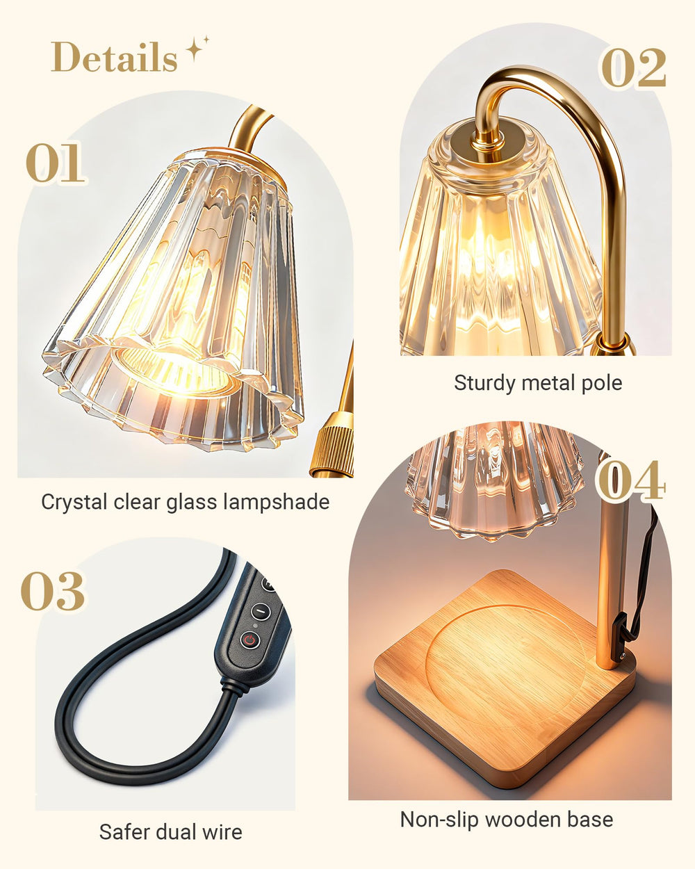 Marycele candle warmer lamp compatible with 3-wick and large candles.