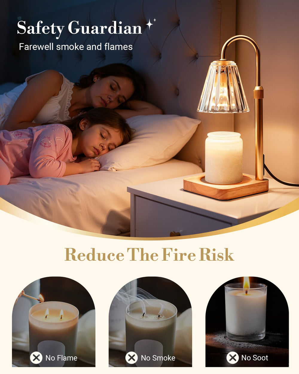 Marycele candle warmer lamp glass shade creates ambient lighting and fragrance.