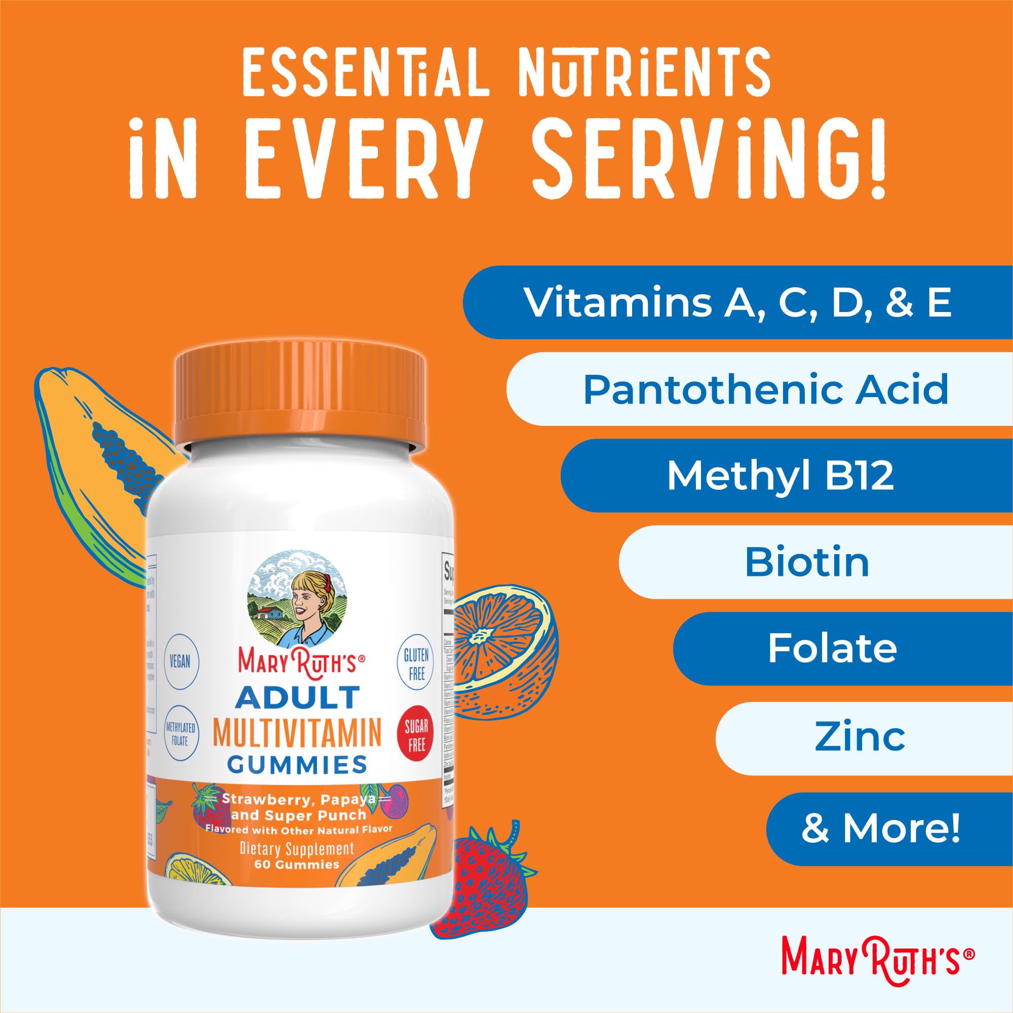 MaryRuth's sugar-free gummies shown with clean label and texture