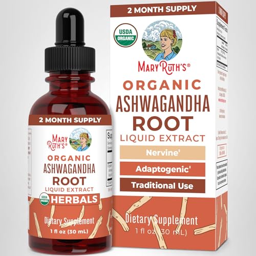 MaryRuth's Ashwagandha Drops close up emphasizes precise dosage with dropper.