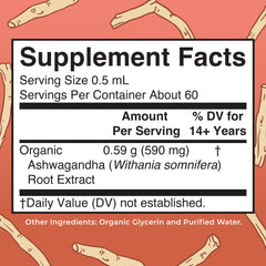 MaryRuth's Ashwagandha Drops with dropper demonstrates easy direct use or water mix.