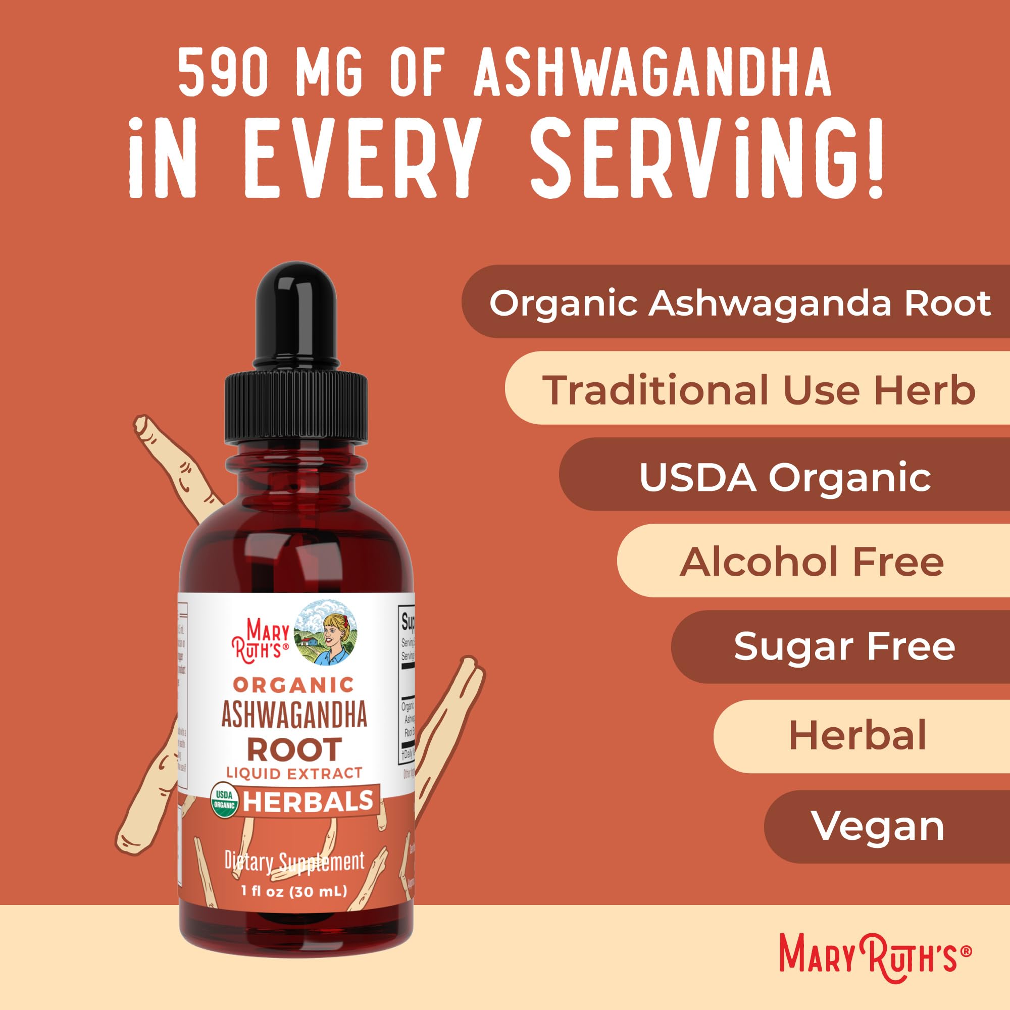 MaryRuth's Ashwagandha Drops produced in GMP facility underscores quality.