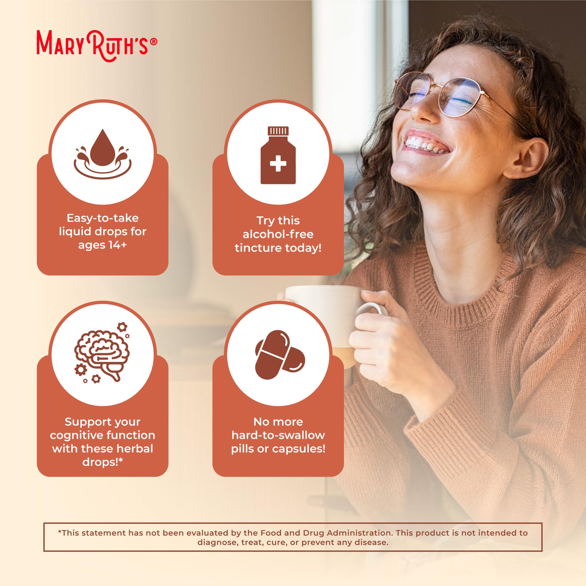 MaryRuth's Ashwagandha Drops packaging highlights vegan and non GMO symbols.