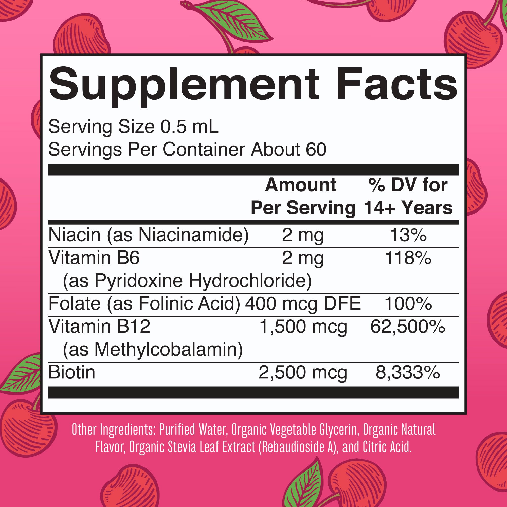 MaryRuth's B Complex drops pour glass, easy daily intake and flavor.