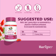 MaryRuth's Biotin Gummies pour shot highlighting simple daily intake