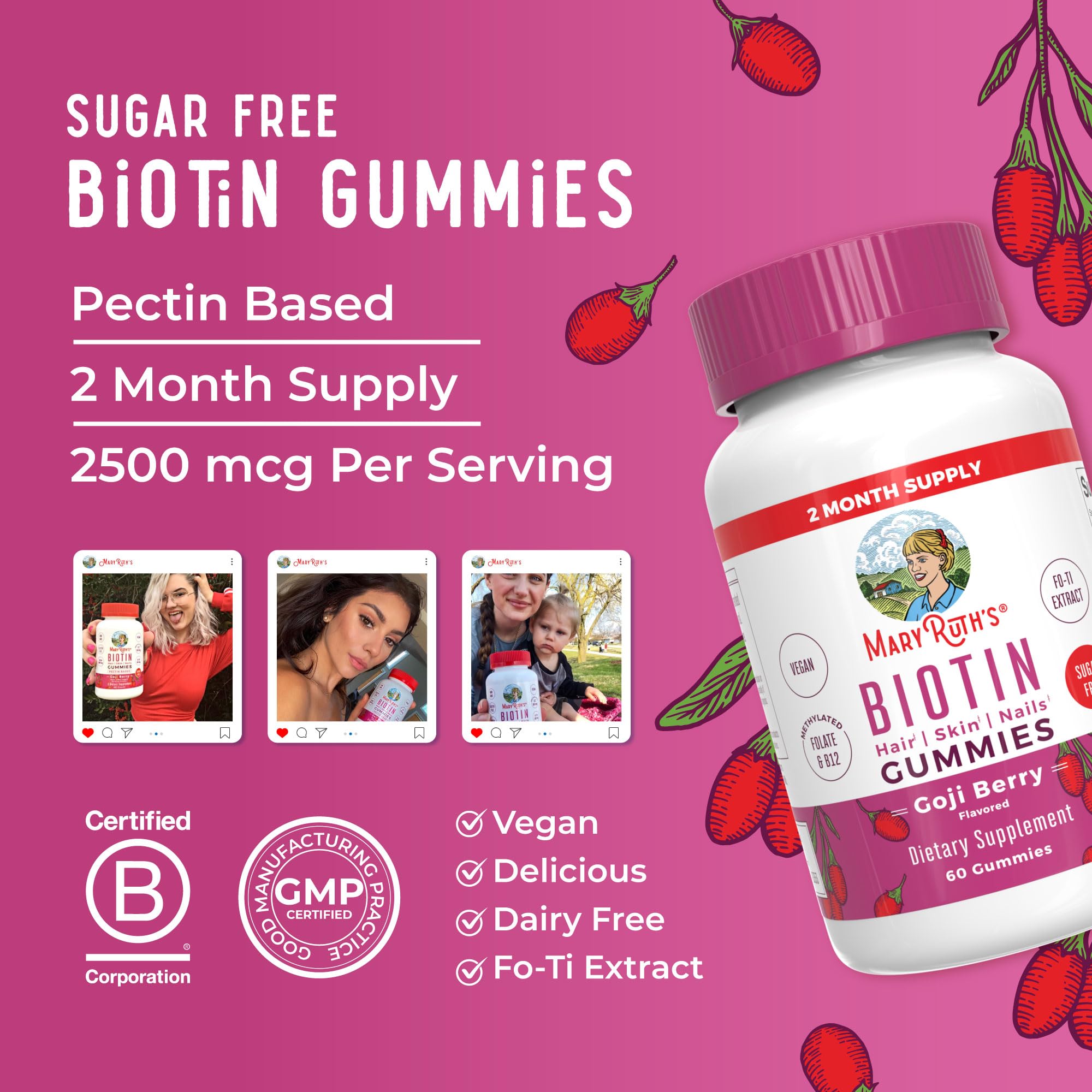 MaryRuth's Biotin Gummies sugar-free badge appeals to health-conscious shoppers