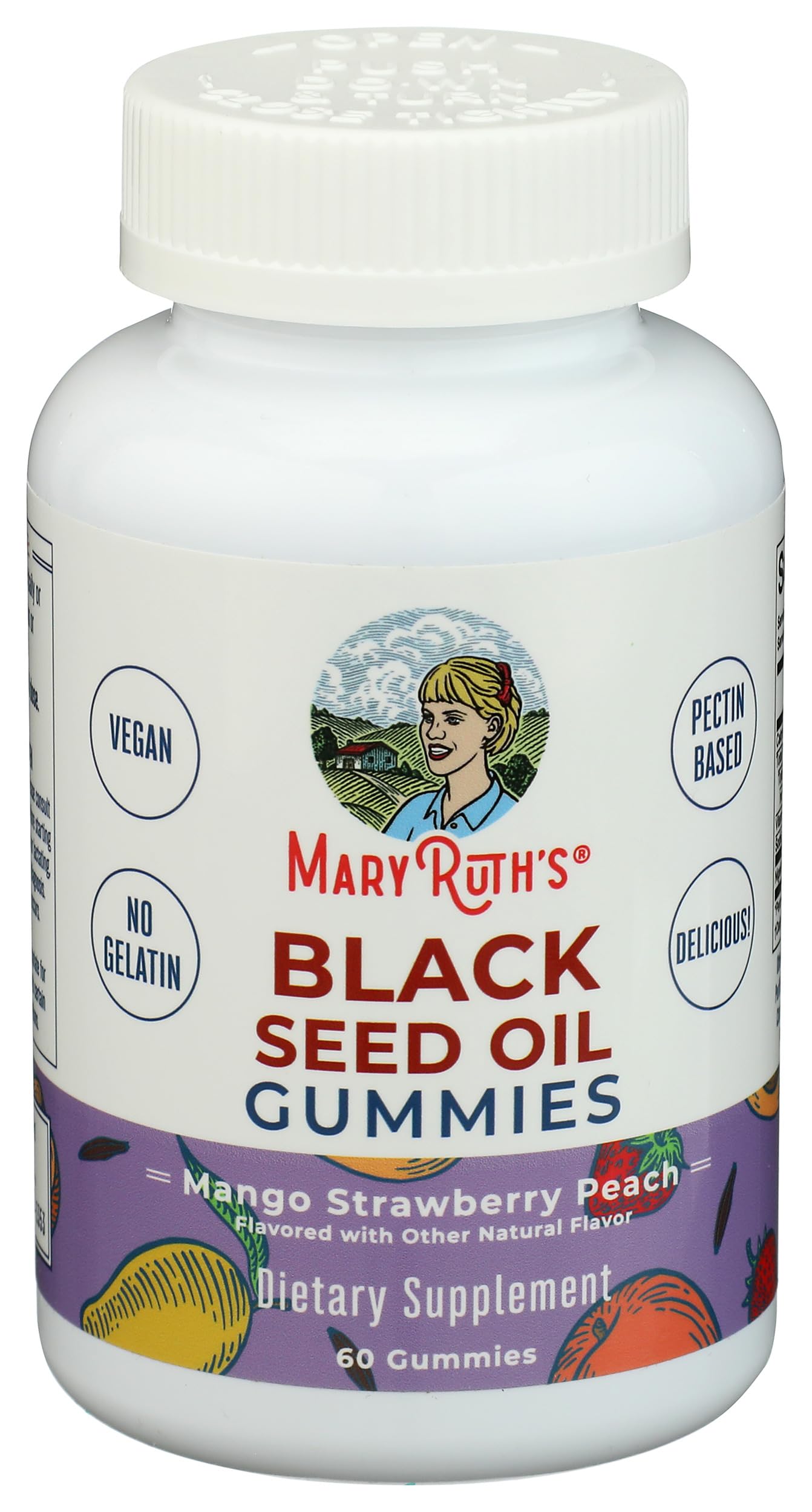 MaryRuth's gummies closeup-fruit flavor captures mango-strawberry-peach aroma and chewy texture.
