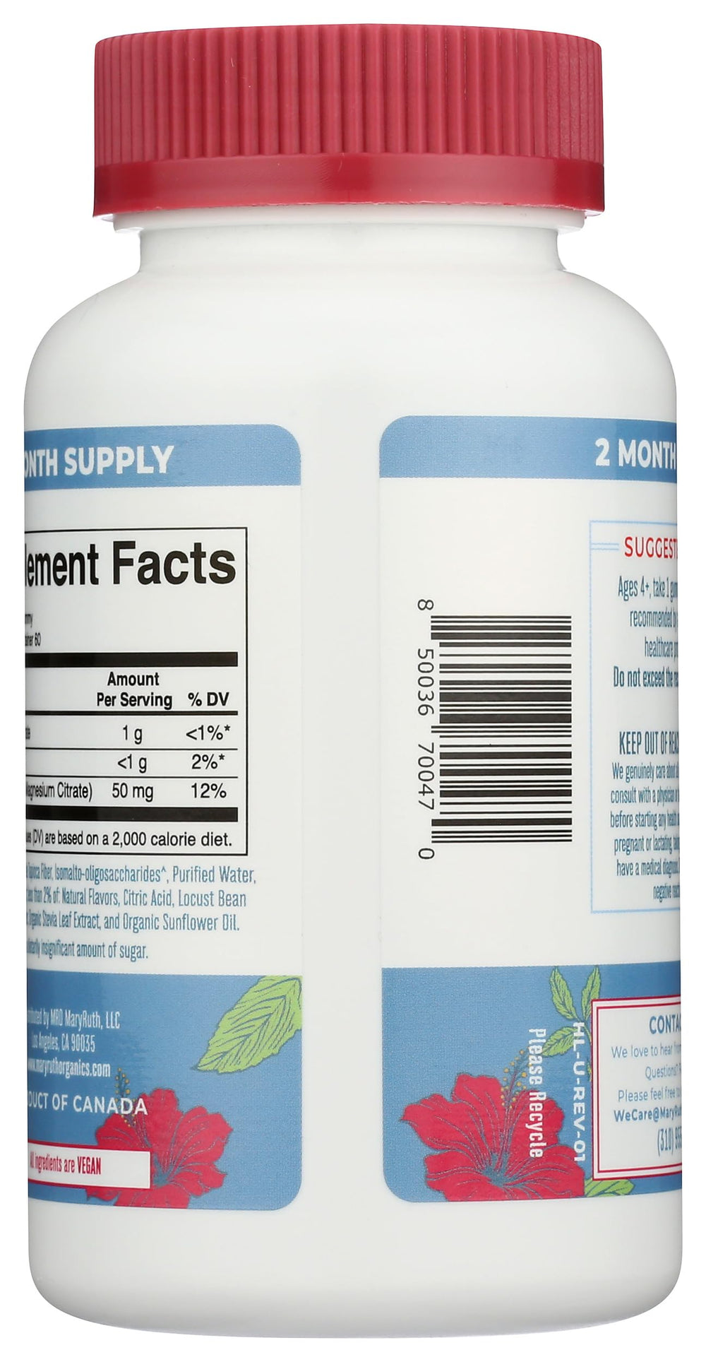 MaryRuth's Calm Magnesium Gummies serving suggests one gummy daily for a simple routine.