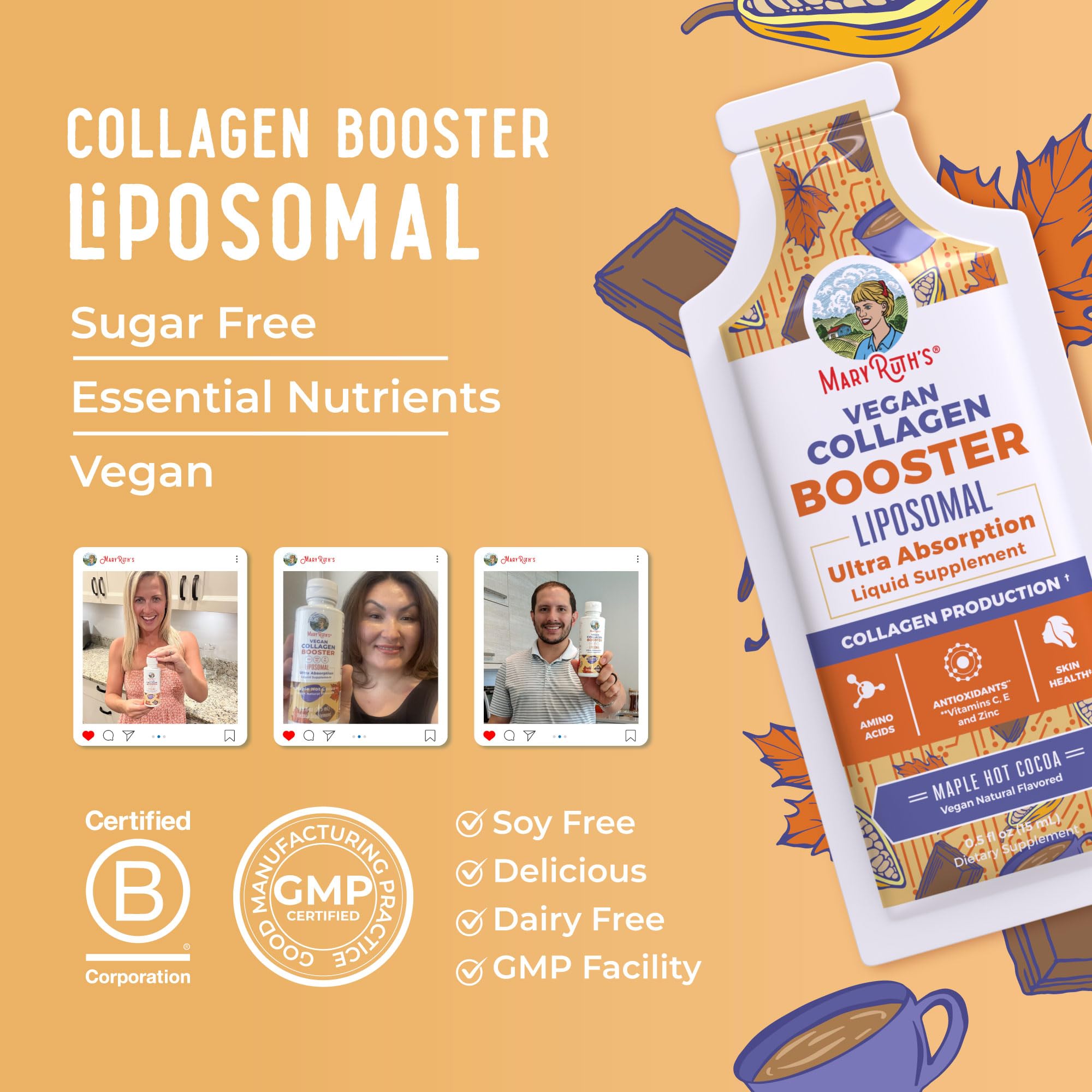 Pour action of MaryRuth's Collagen Booster Liposomal for a quick mix