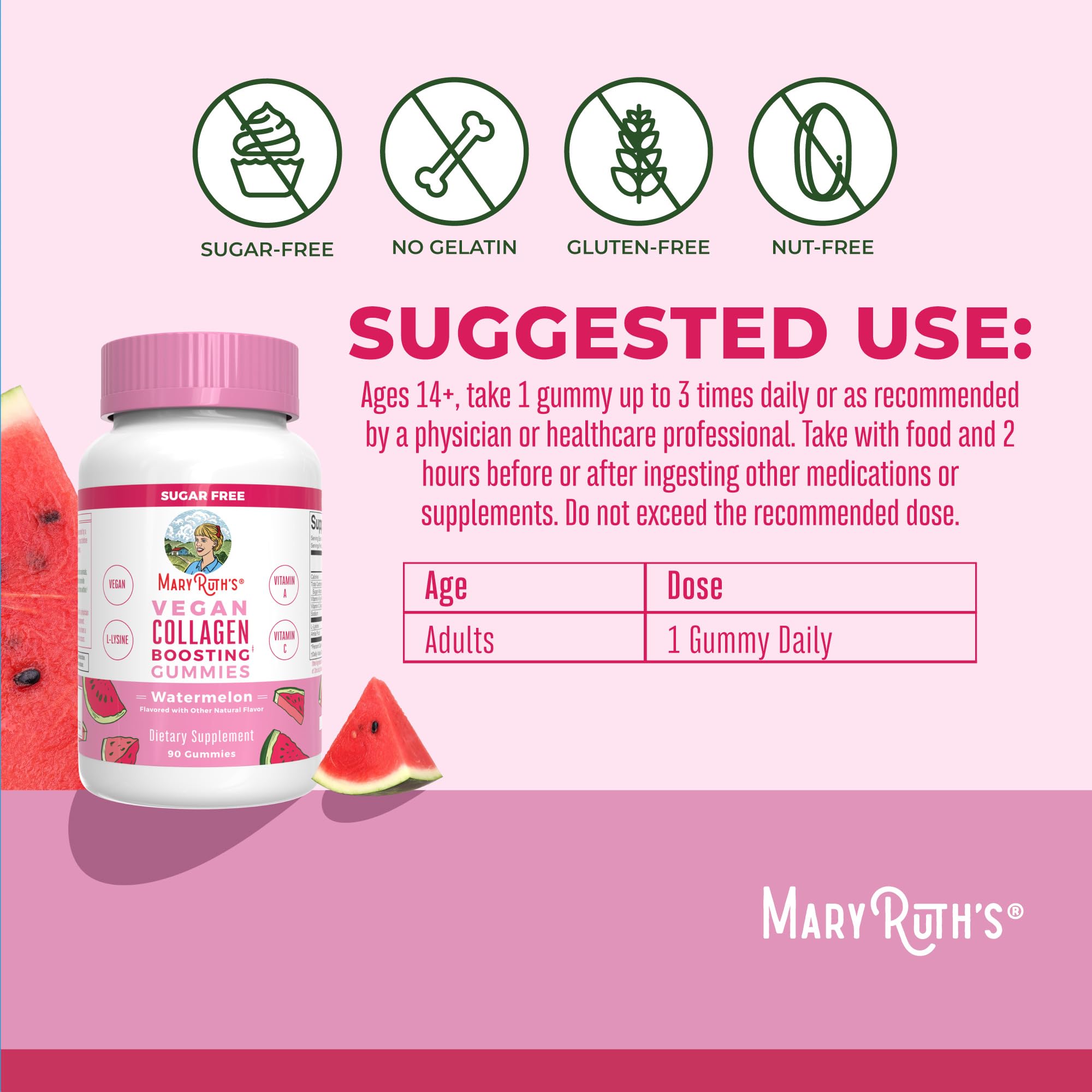 Close-up of MaryRuth's gummies to show texture and watermelon flavor