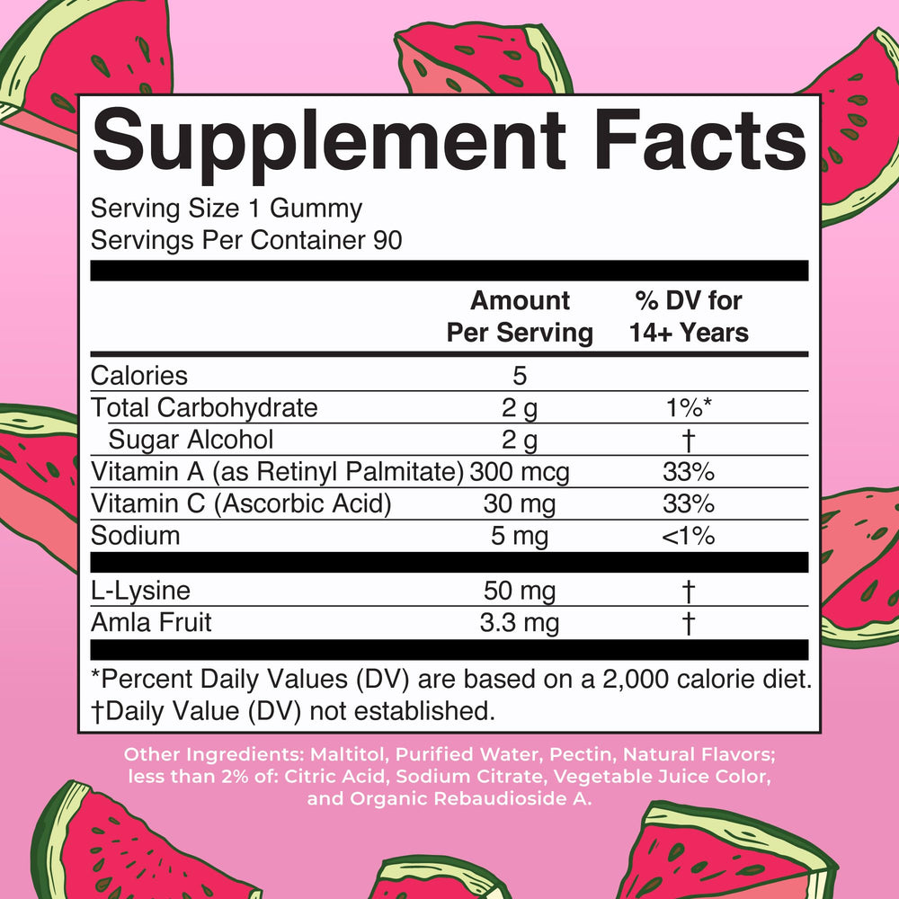 MaryRuth's Collagen Boosting Gummies label highlights lysine, amla and vitamins for collagen-friendly nutrition