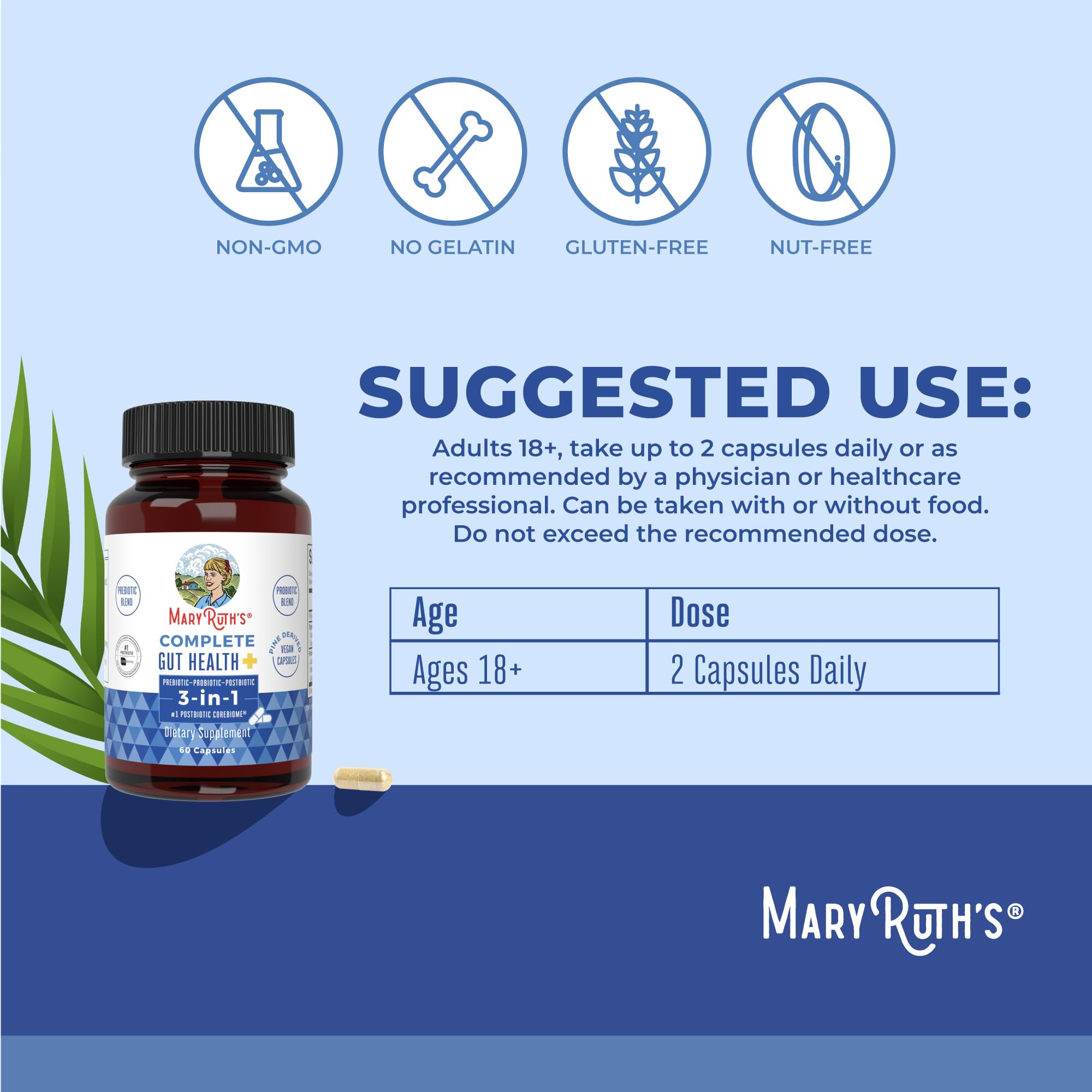 Packaging box image emphasizes dairy-free, nut-free, soy-free clean label.