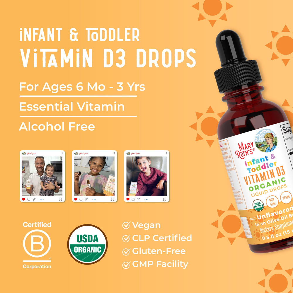 MaryRuth's D3 drops vegan lichen-based formula supports plant-based lifestyle.
