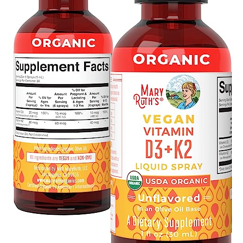 MaryRuth's D3+K2 spray kid-friendly packaging on shelf.