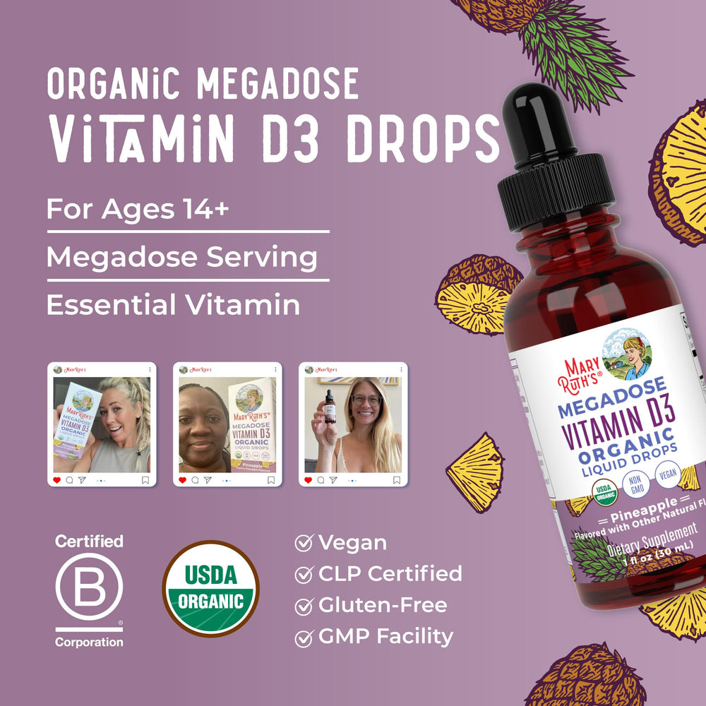 MaryRuth's D3 drops pineapple flavor close-up of taste option
