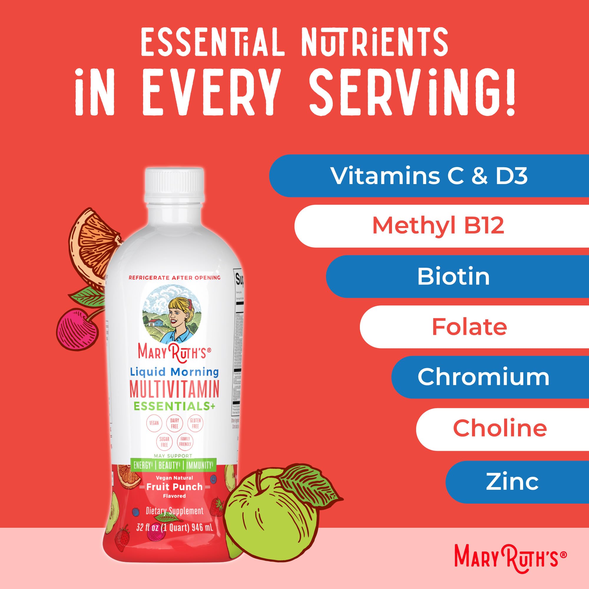 MaryRuth's easy-dosing liquid format eliminates pills