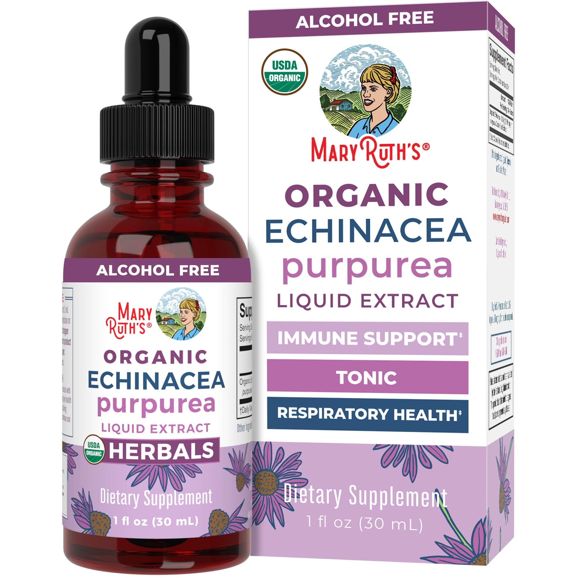 MaryRuth's Organics Echinacea liquid bottle showing a convenient immune-friendly option