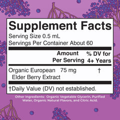 MARYRUTH'S Elderberry Drops dropper releasing drops into beverage.