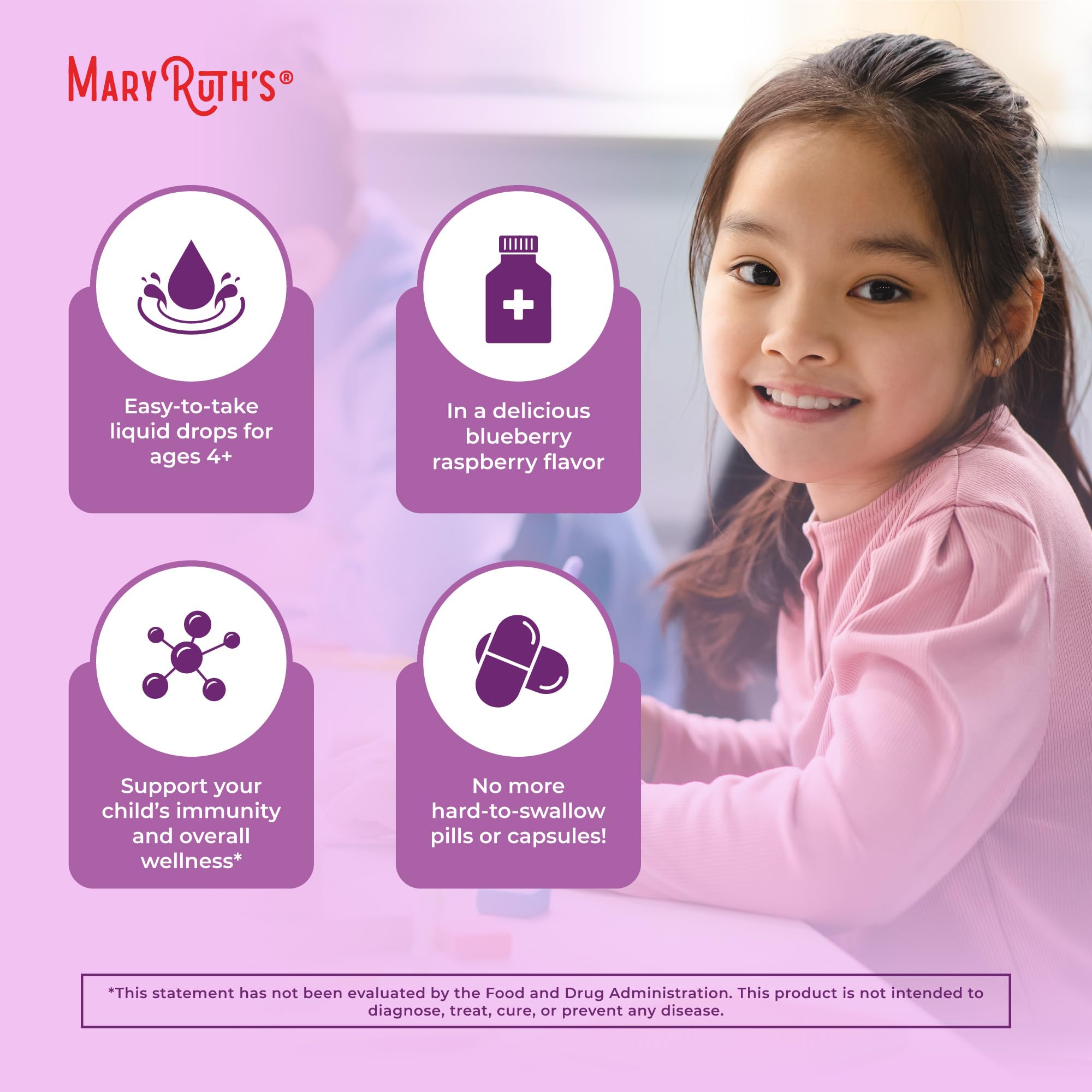 MARYRUTH'S Kids Elderberry Drops used by a child.
