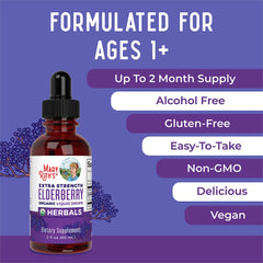MaryRuth's Elderberry Syrup Extra Strength dropper dispensing drops.