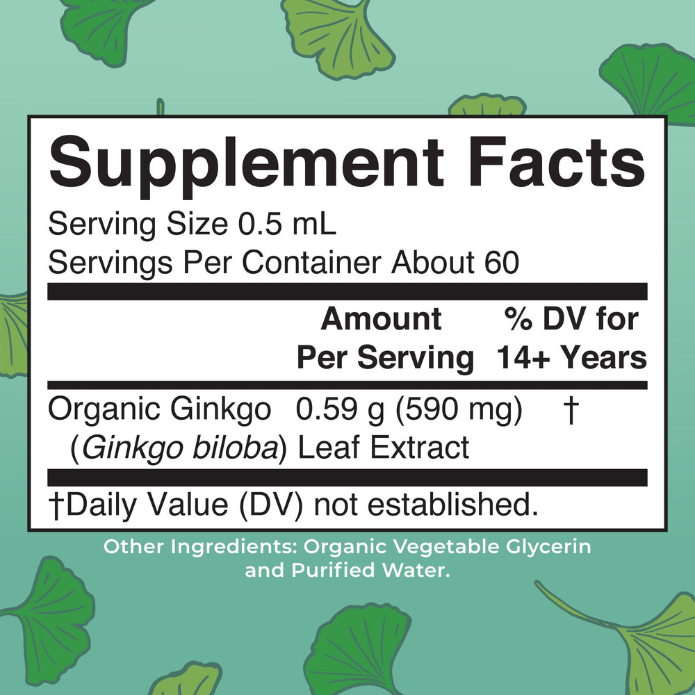 MaryRuth's Ginkgo Leaf Liquid Drops dropper pouring into glass for easy dosing
