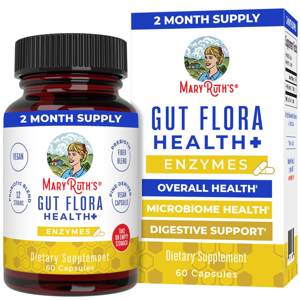 MaryRuth's Gut Flora Health+ Enzymes bottle for daily digestive support