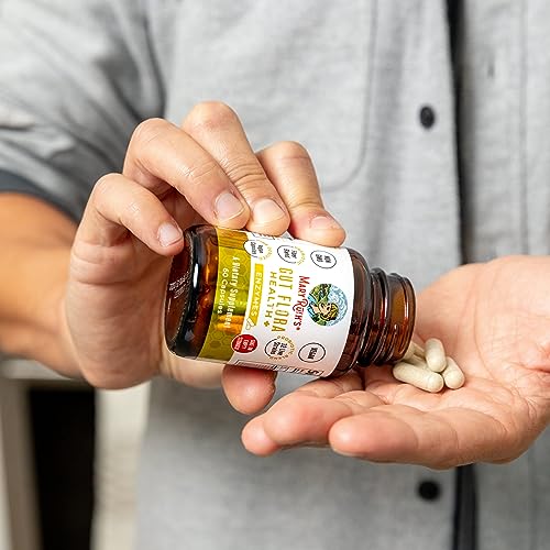 MaryRuth's Gut Flora Health+ Enzymes capsules lined neatly
