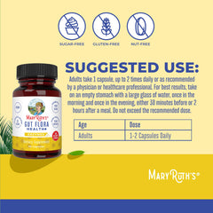 MaryRuth's Gut Flora Health+ Enzymes label highlights vegan capsule formula