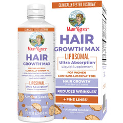 MaryRuth's Hair Growth Max bottle pour showing easy daily dosing for use