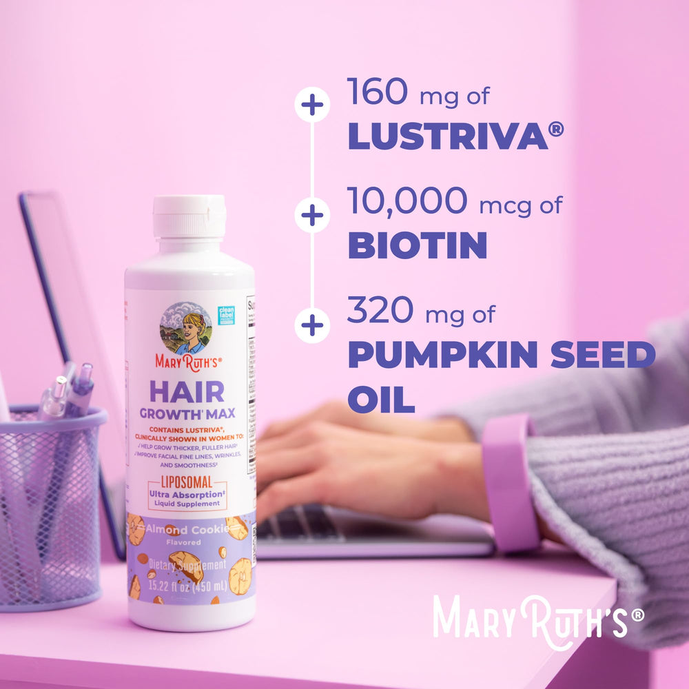 MaryRuth's Hair Growth Max vegan gluten-free icon on packaging