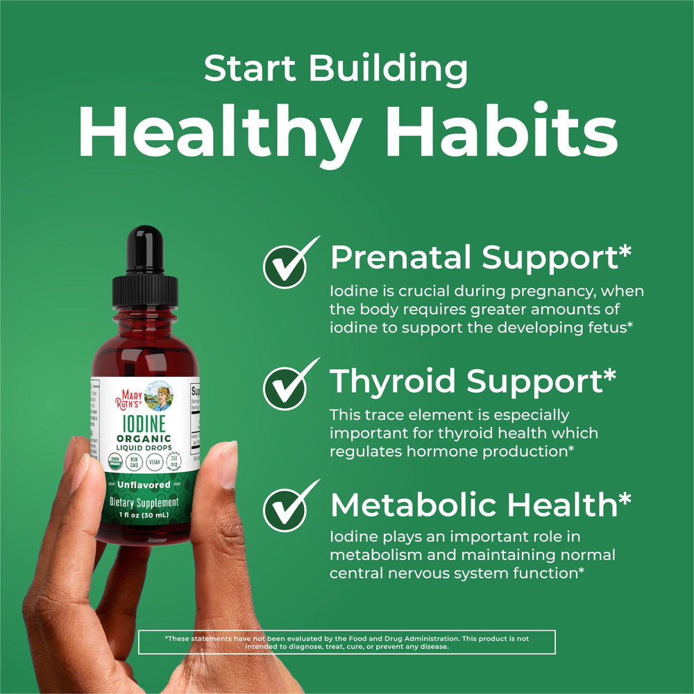 MaryRuth's iodine drops organic seal indicating organic certification