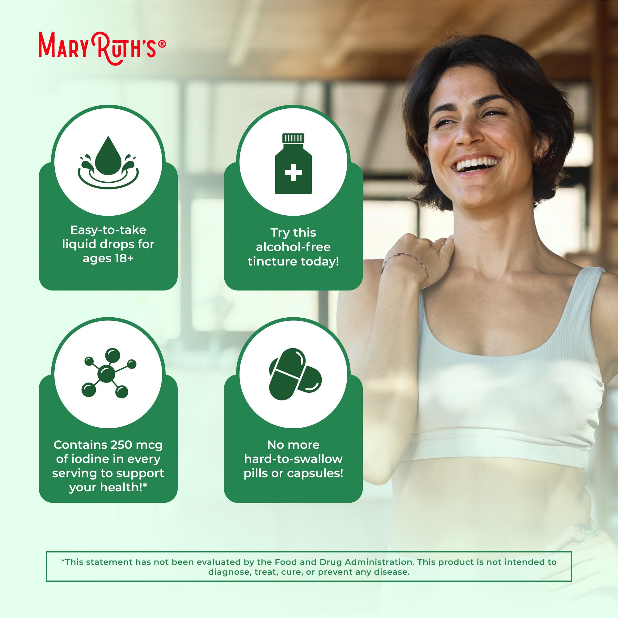 MaryRuth's iodine drops vegan symbol showing suitability for vegans