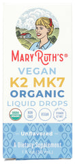 MaryRuth's K2 MK7 label close-up confirms USDA Organic and vegan credentials.