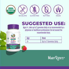 Close-up of MaryRuth's Kids Immune Support Gummies texture and berry flavor
