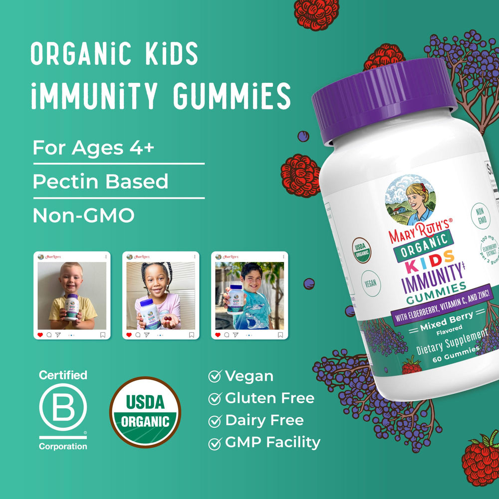 Kids enjoying MaryRuth's Immunity Gummies during a snack time