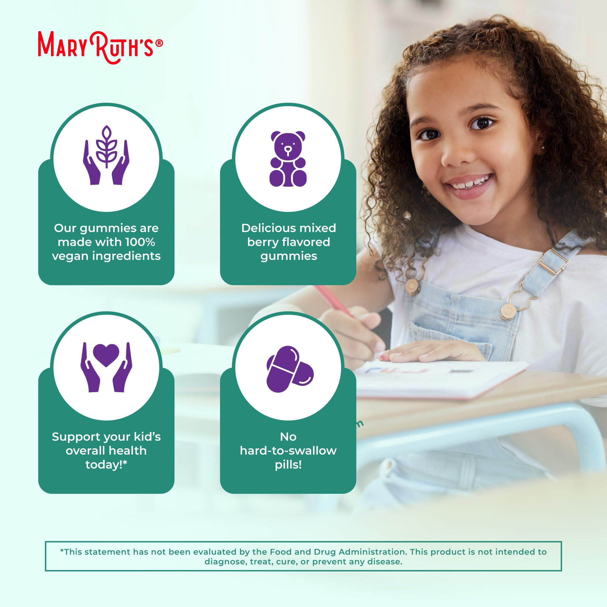 Gummies of MaryRuth's Kids Immune Support in mixed-berry flavor