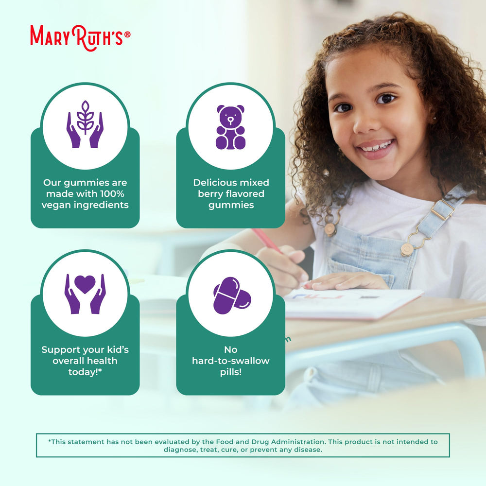 Gummies of MaryRuth's Kids Immune Support in mixed-berry flavor