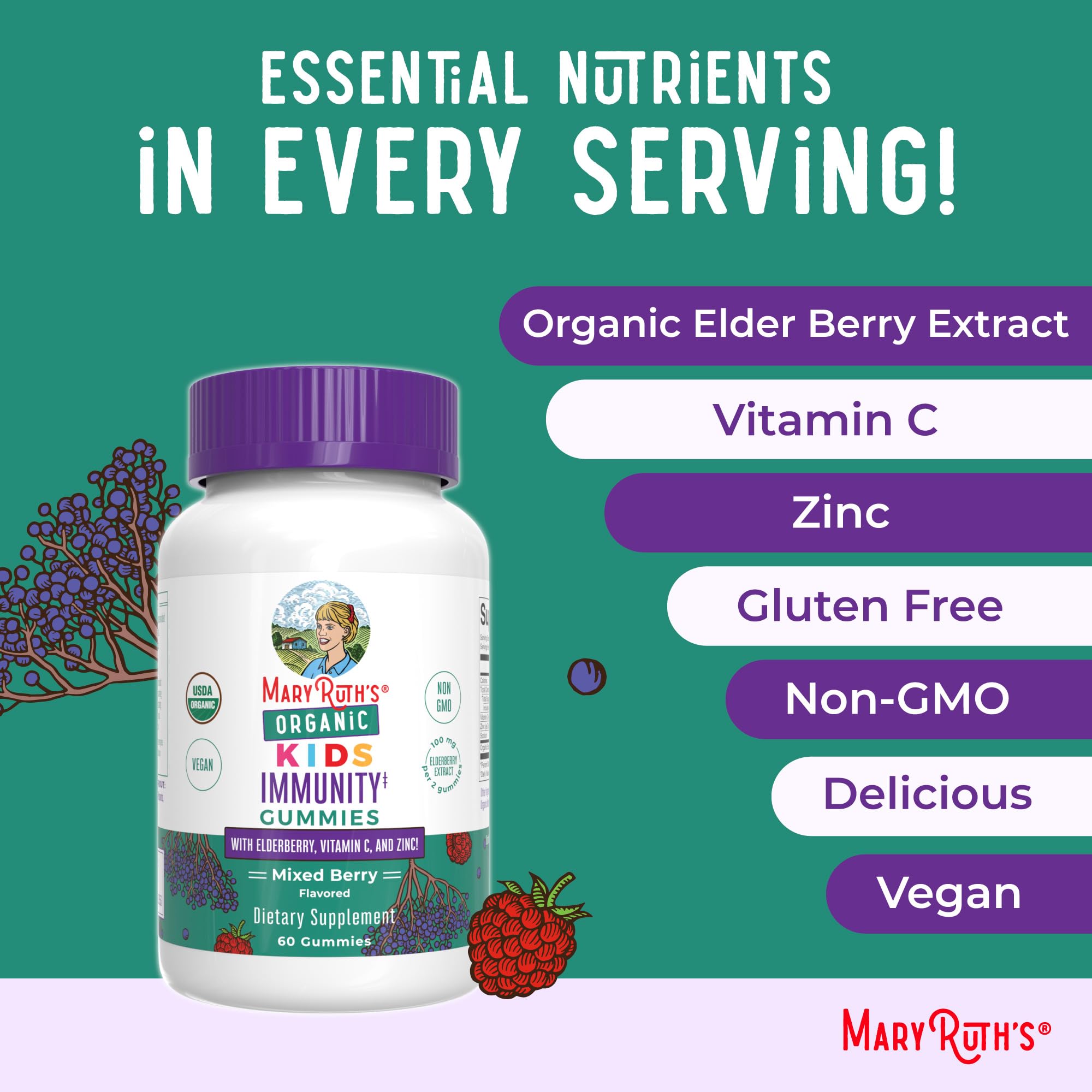 MaryRuth's Kids Immune Support Gummies packaging on a store shelf