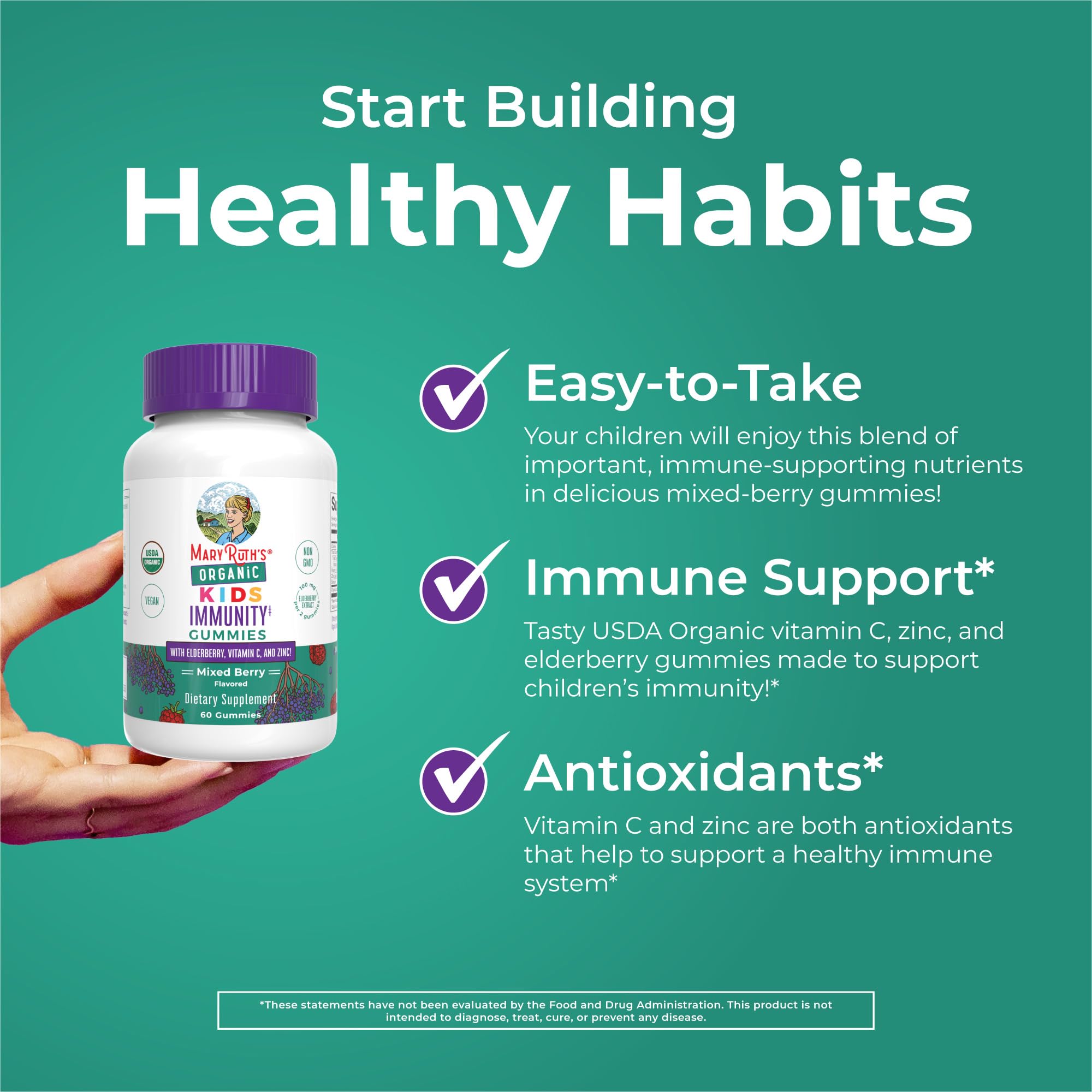 Serving MaryRuth's Kids Immune Support Gummies on a spoon for easy dosing